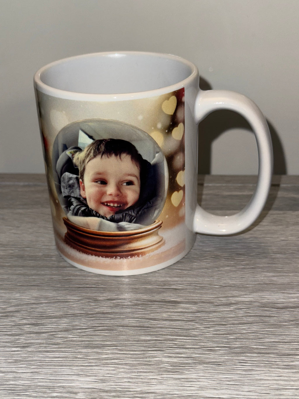 Personalised Christmas snow globe mug