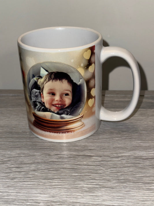 Personalised Christmas snow globe mug