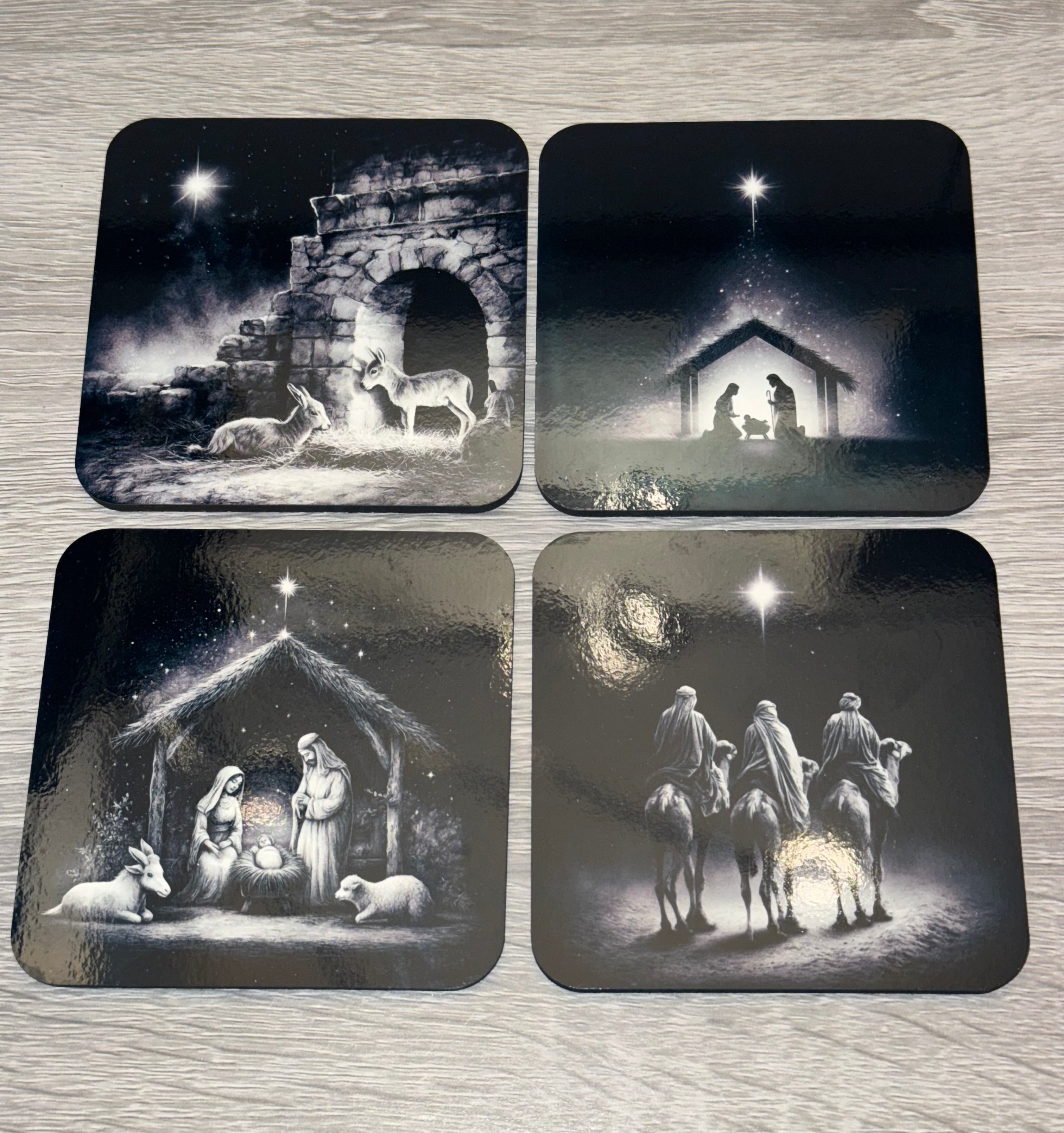 Christmas Nativity coasters x 4