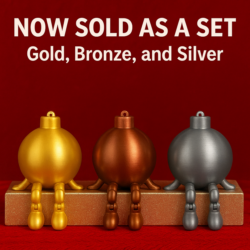 Gold,Silver,Bronze Articulated Bauble Set of 3