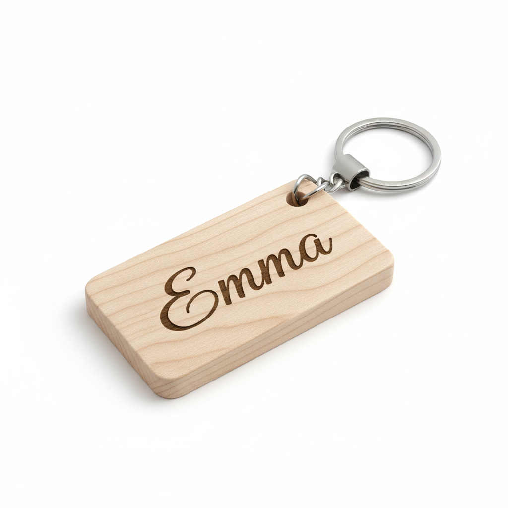 Personalised Laser-Engraved Wooden Keyring